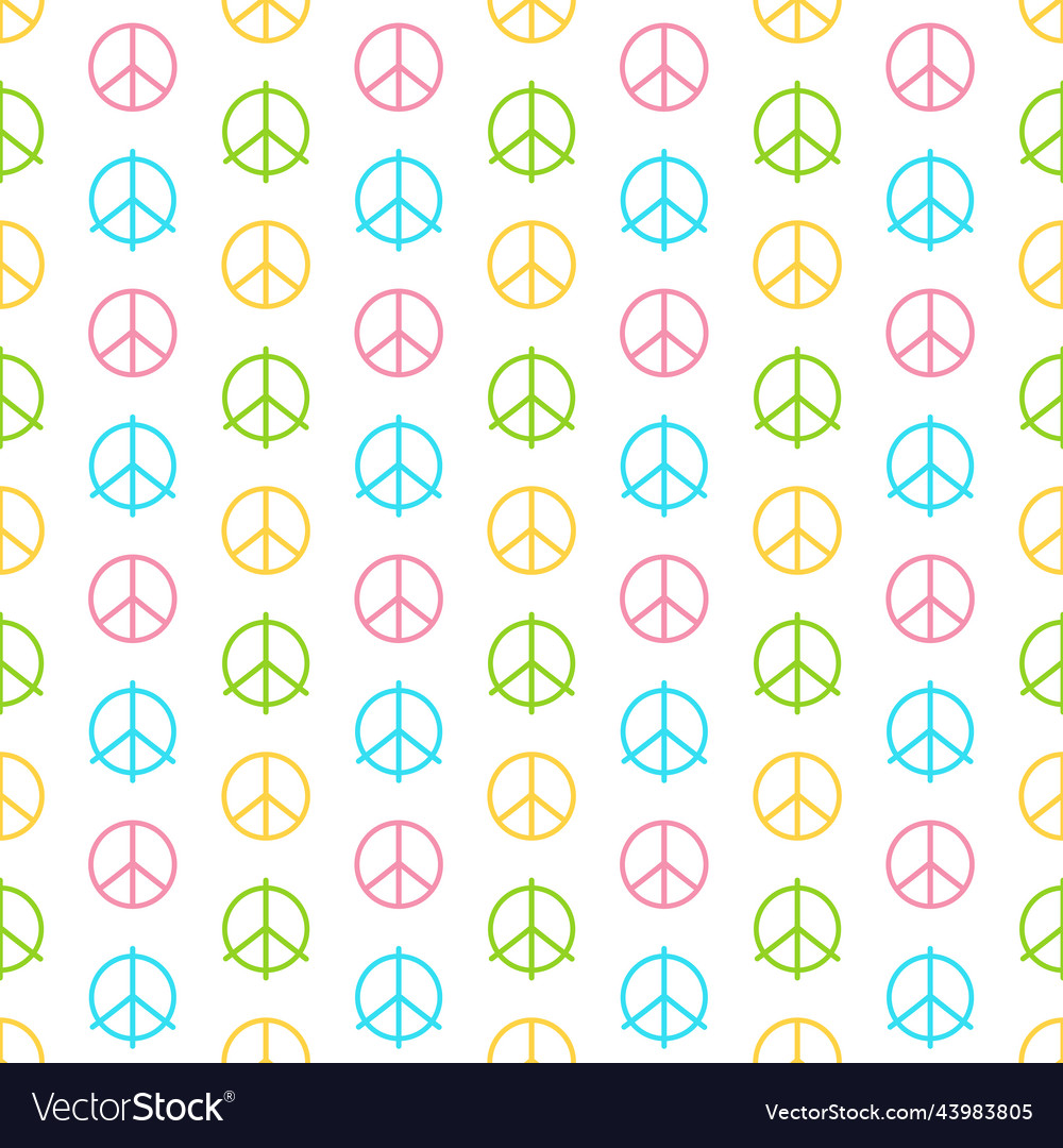 Peace flat seamless pattern multicolored