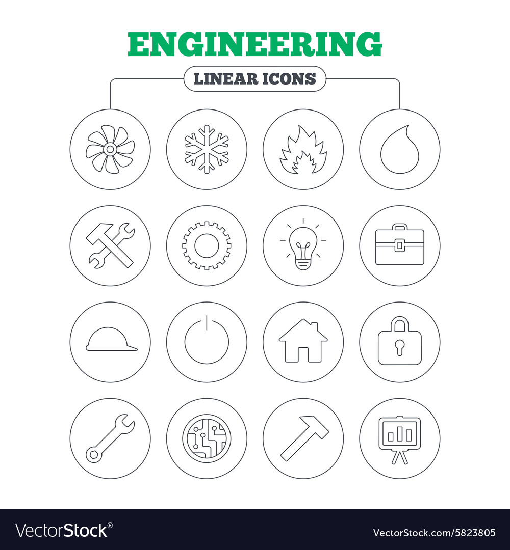 Ventilation heat and air conditioning icons