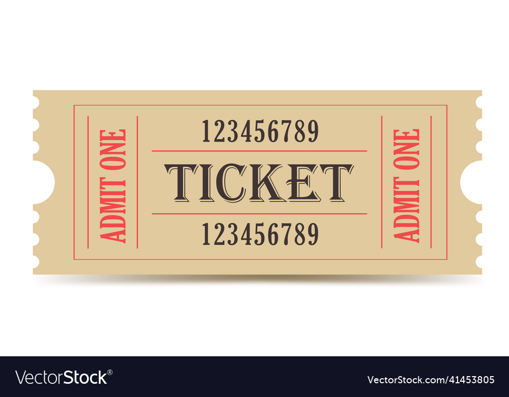 Vintage ticket cinema theater concert Royalty Free Vector