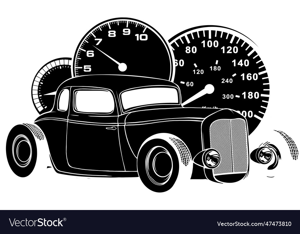 Black silhouette of american hot rod car Vector Image