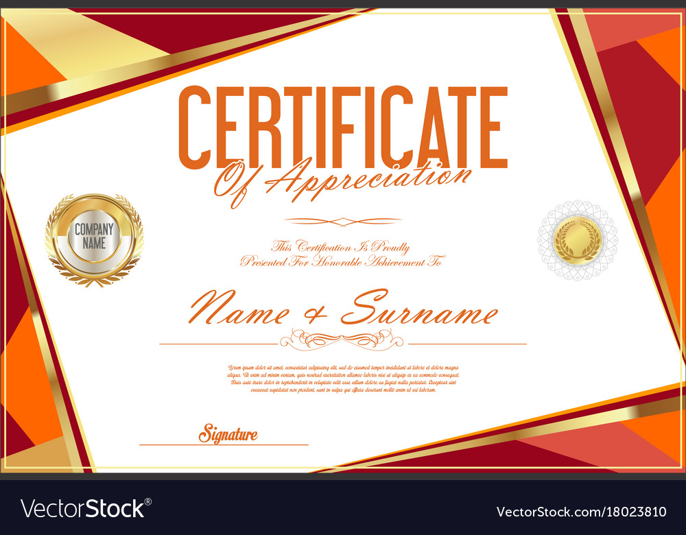 Certificate retro design template 02 Royalty Free Vector