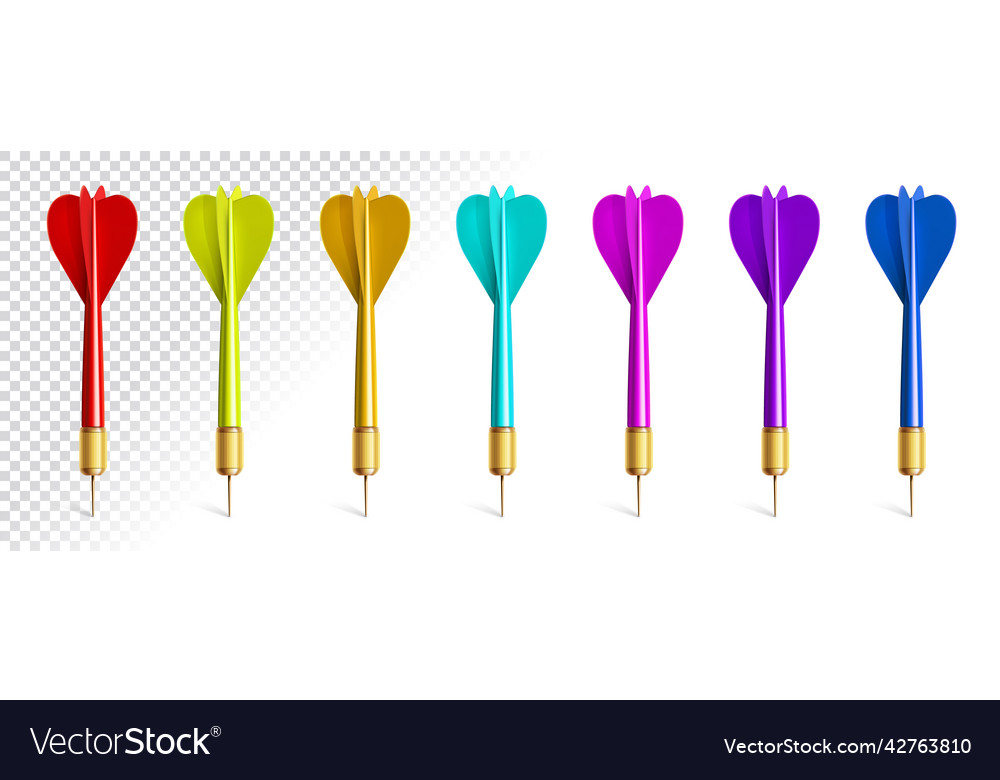 Colorful darts for playing isolated set Royalty Free Vector