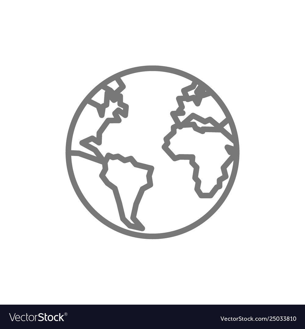 Earth globe planet line icon Royalty Free Vector Image