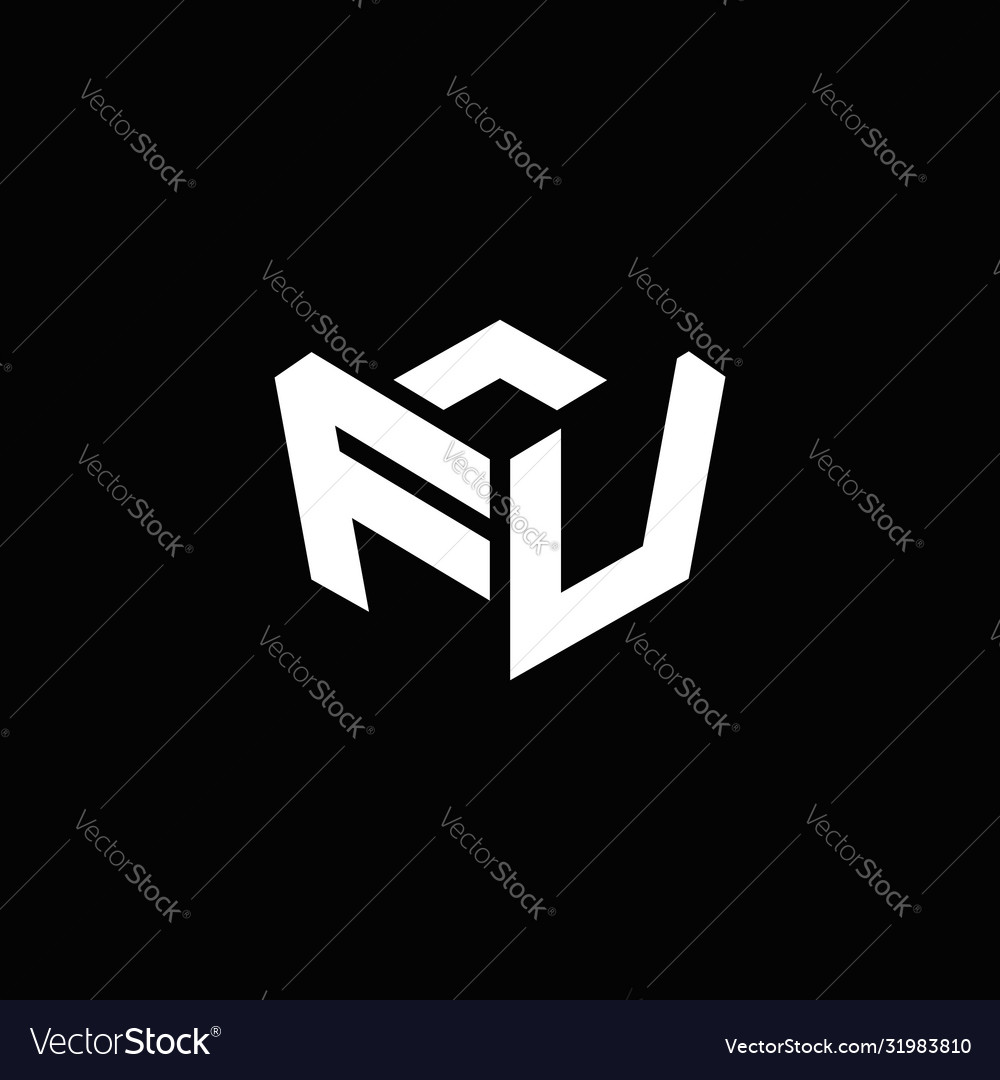 Fu logo monogram with emblem style ribbon design Vector Image