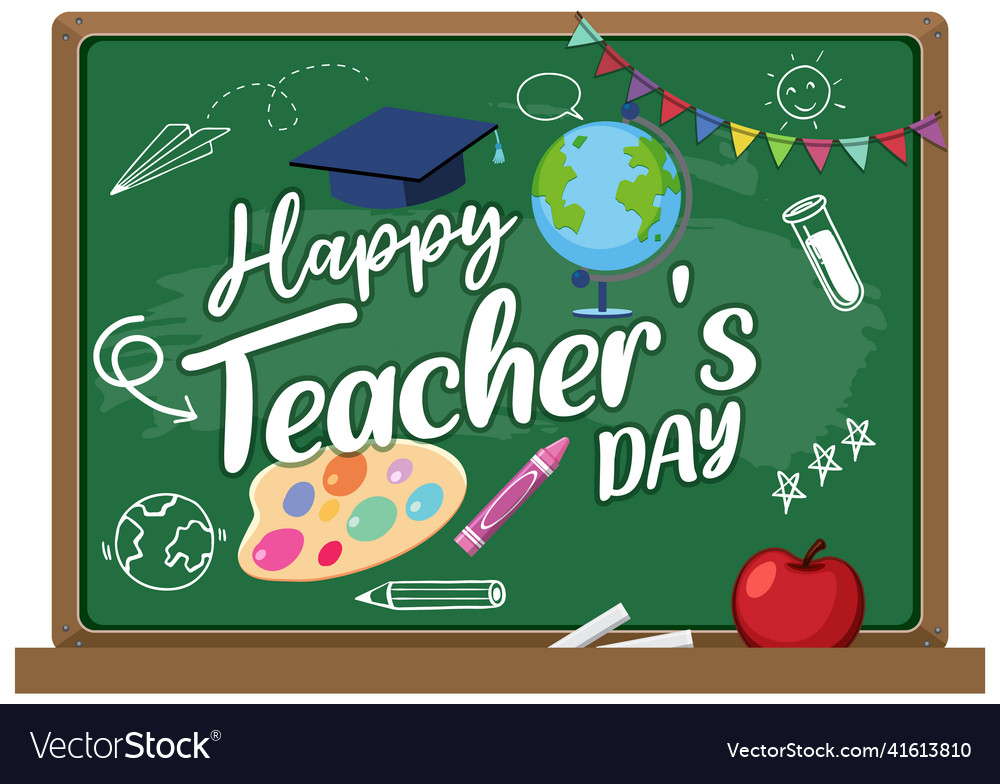 Happy teachers day on chalkboard banner Royalty Free Vector