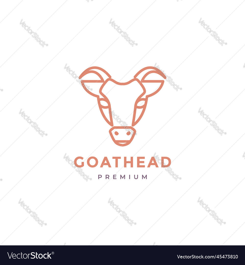 Head goat cattle meat and milk line minimal logo