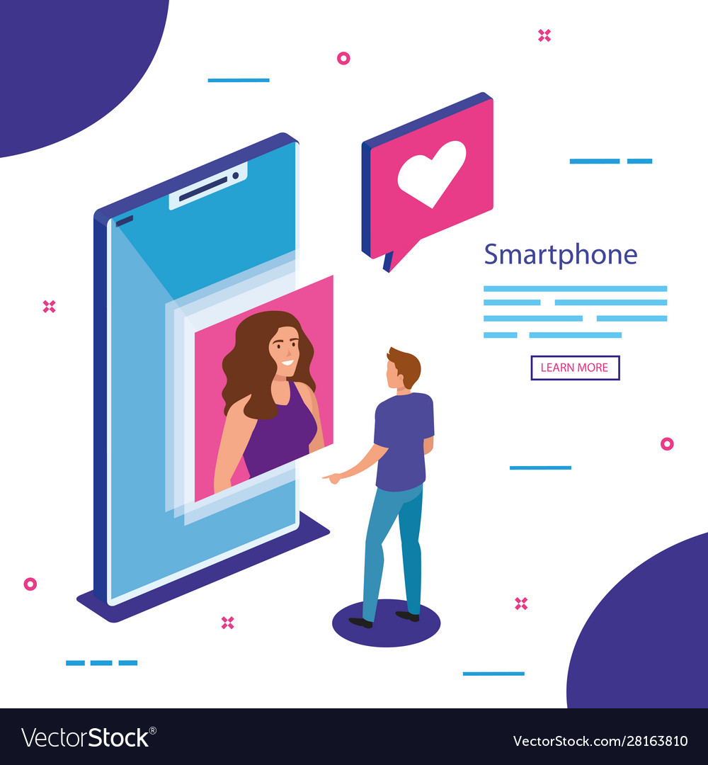 Isometric smartphone and people design