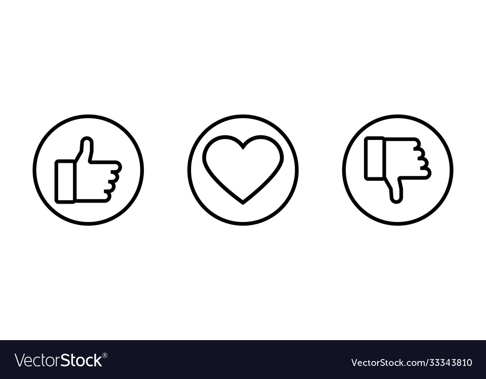 Like social icons heart with and dislike