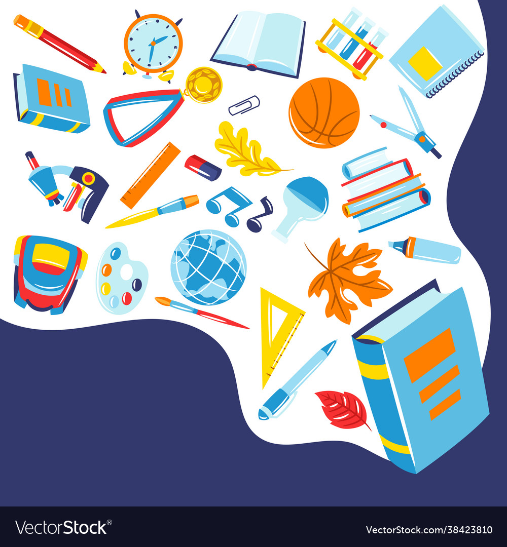 School background with education items Royalty Free Vector