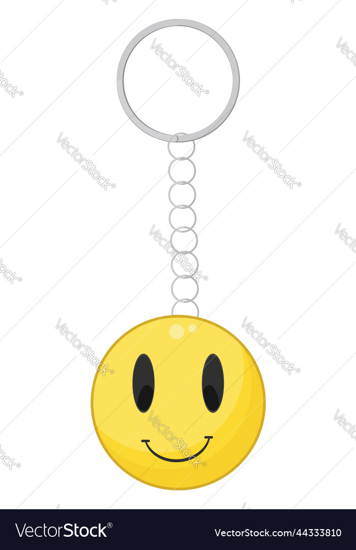 Smiley face keychain on a white background