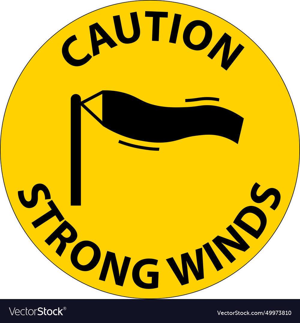 Water safety sign caution - strong winds Vector Image