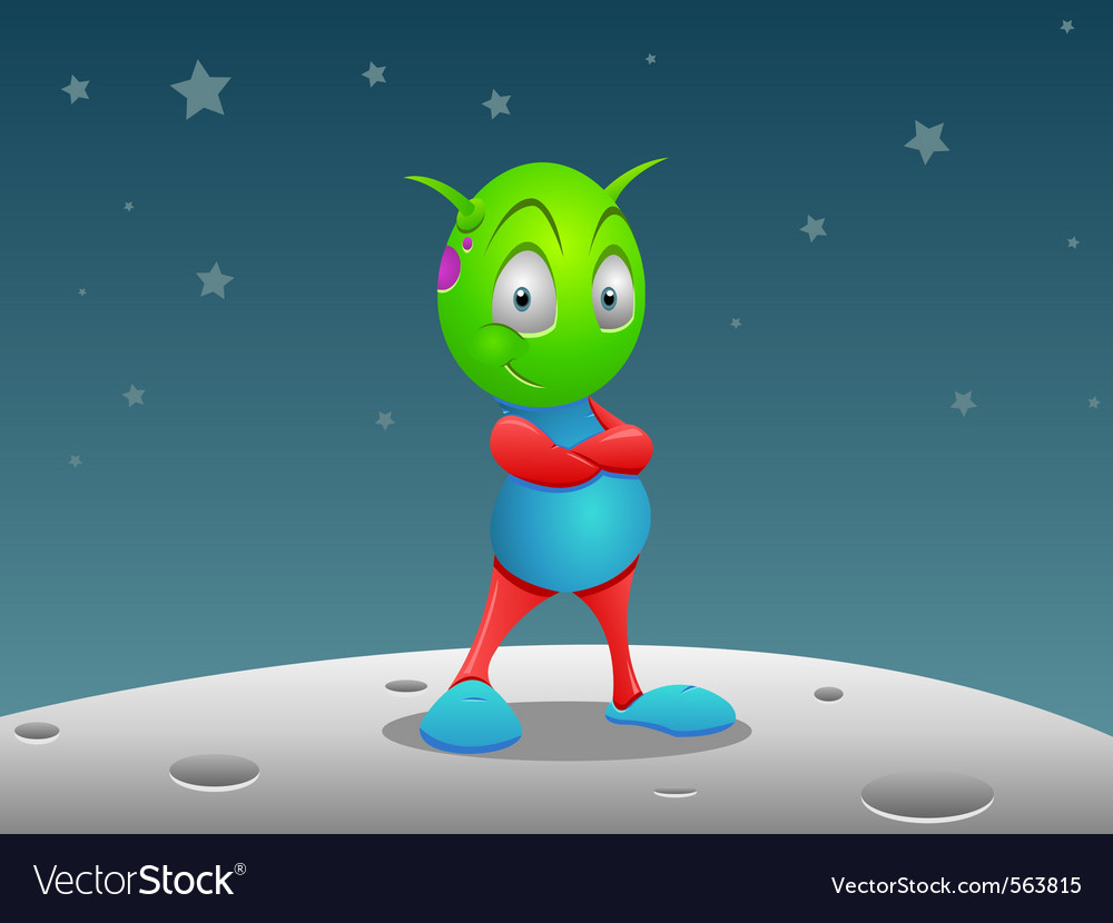 Alien on the moon Royalty Free Vector Image - VectorStock