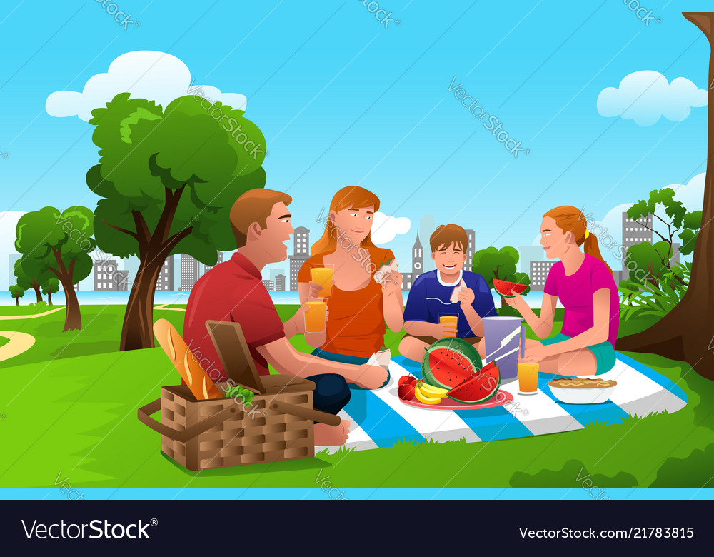 Family having a picnic in the park Royalty Free Vector Image