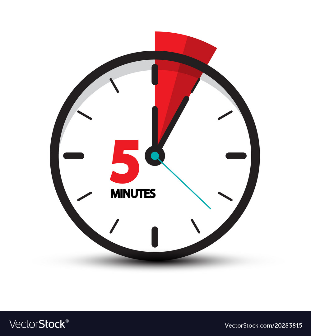 Five minutes clock icon isolated on white Vector Image