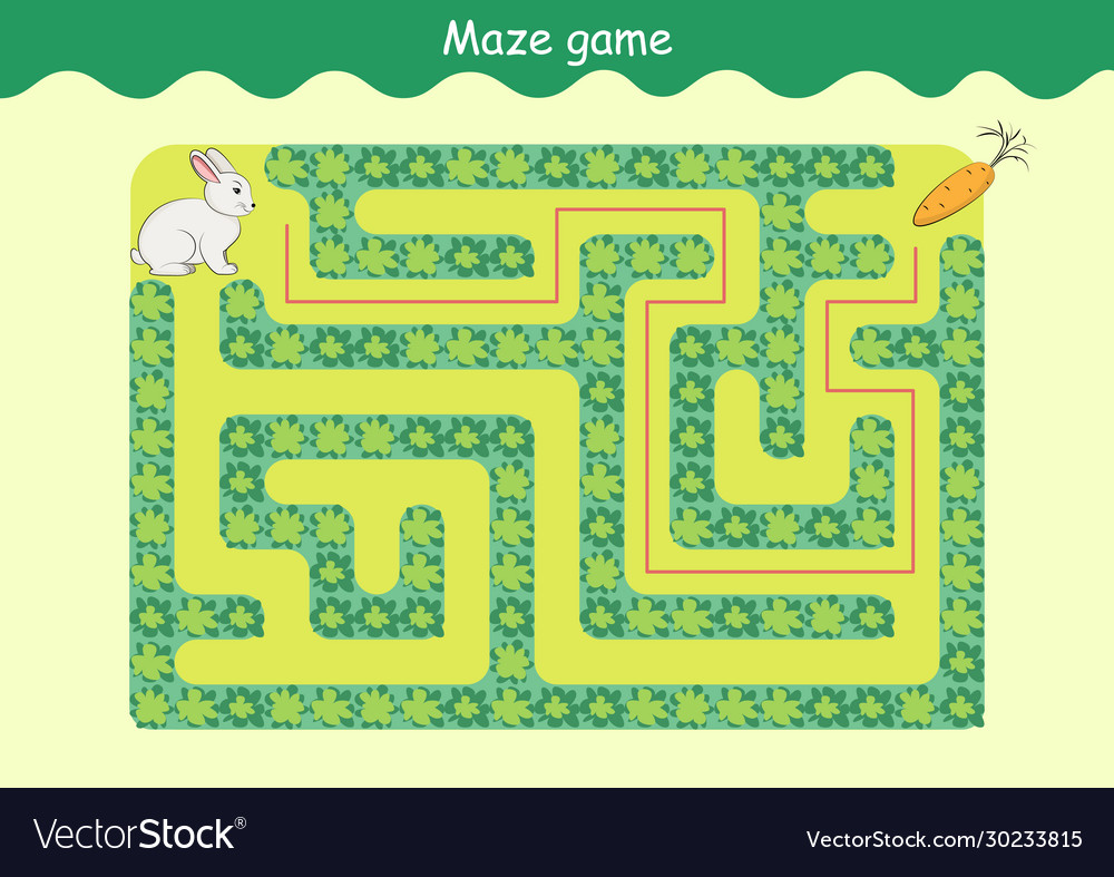 Rabbit and carrot maze educational game