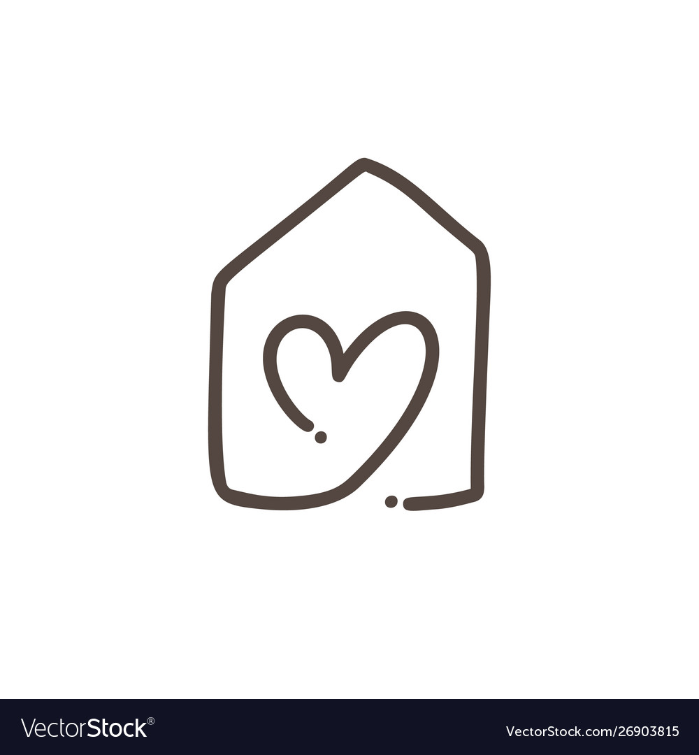 Romantic calligraphy monoline heart in home Vector Image