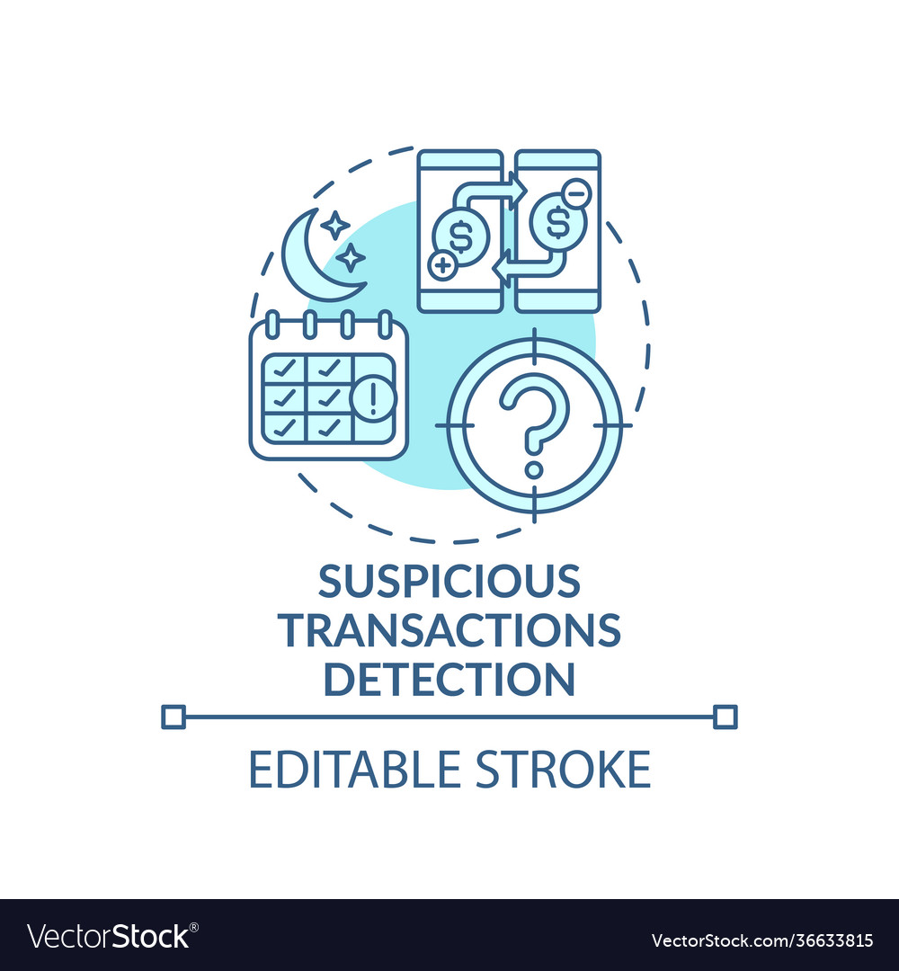 Suspicious transactions detection concept icon Vector Image