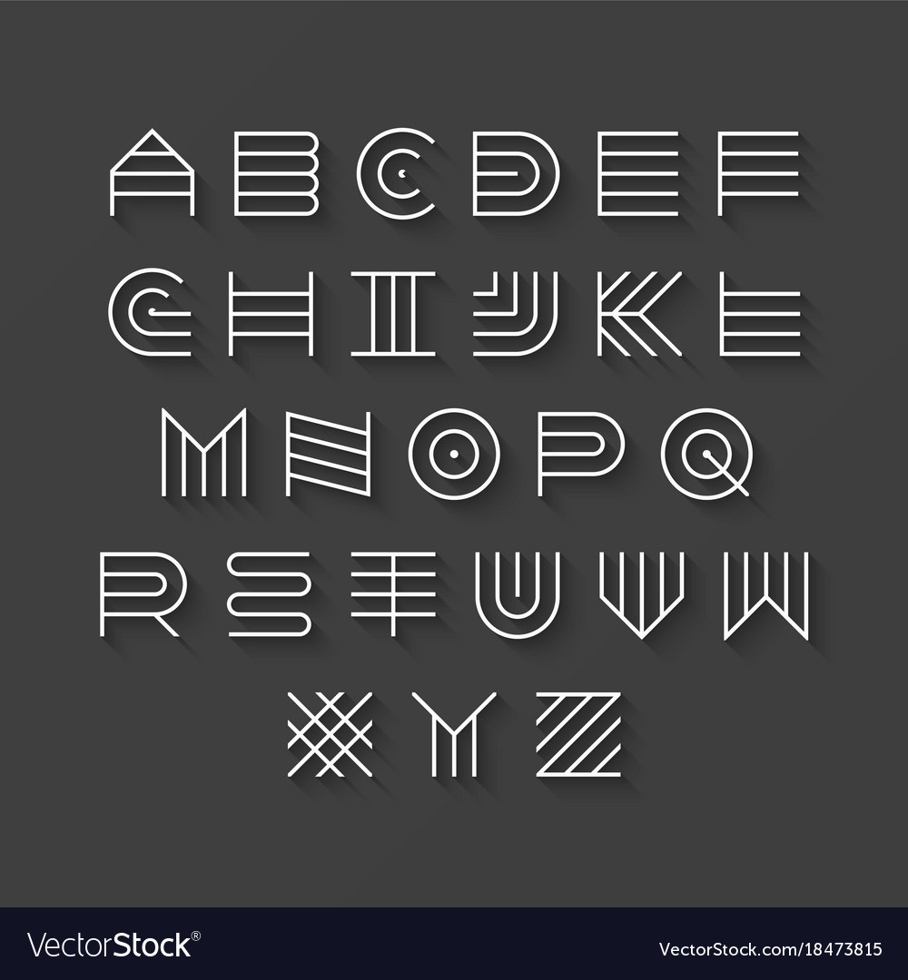 Thin Line Style Linear Uppercase Modern Font Vector Image