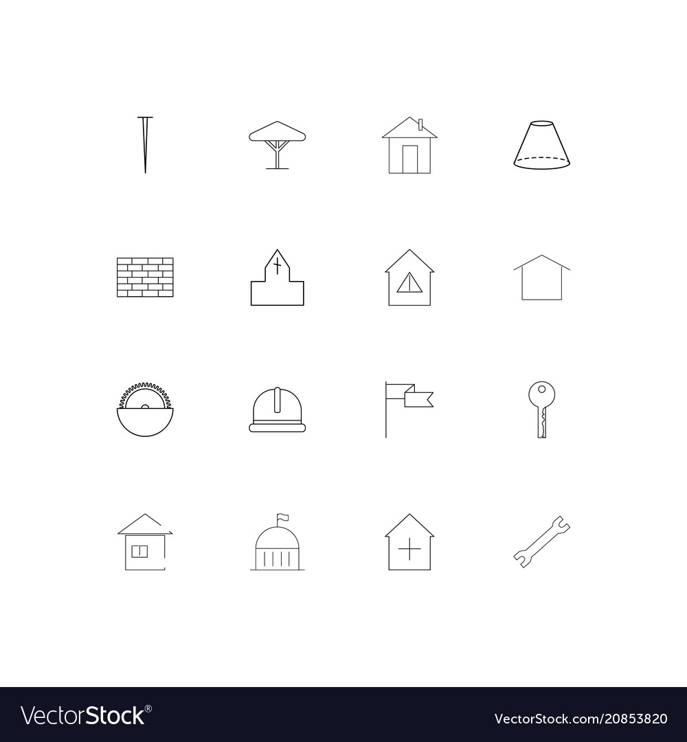 Buildings and constructions linear thin icons set