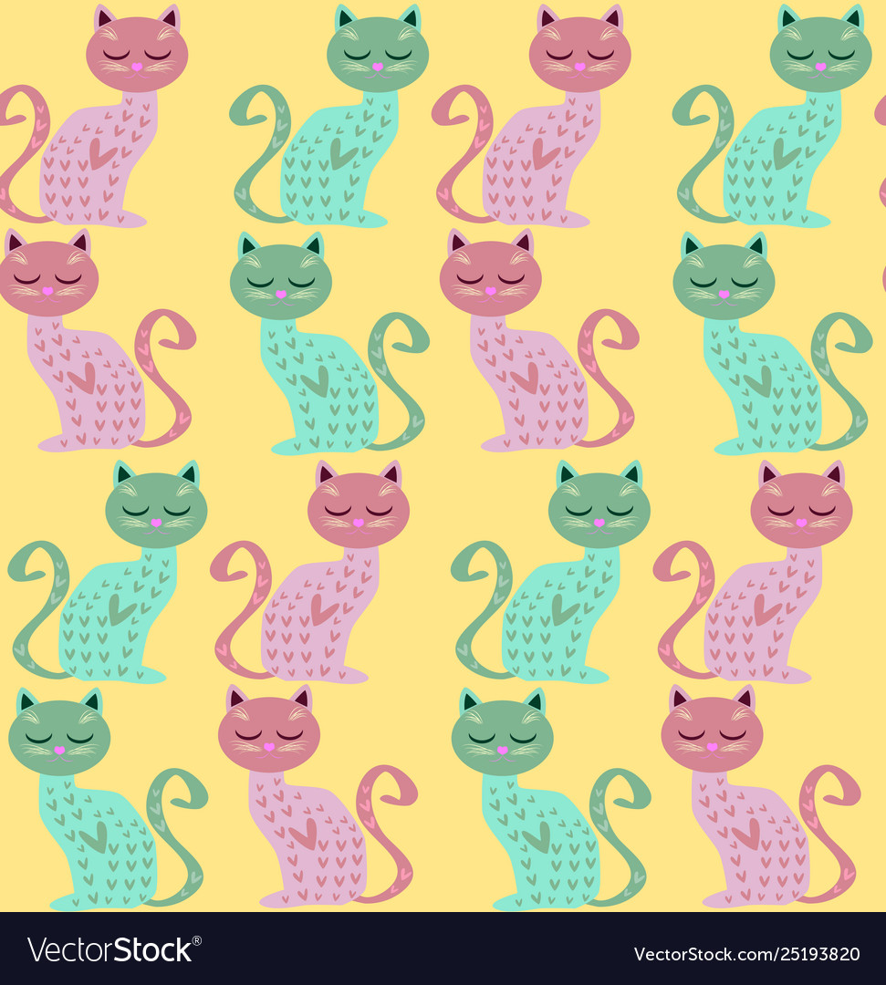 Cute seamless background with funny cats