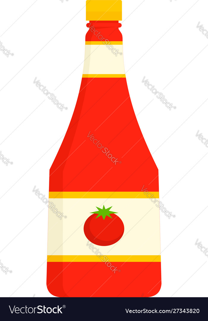 Natural ketchup bottle icon flat style Royalty Free Vector