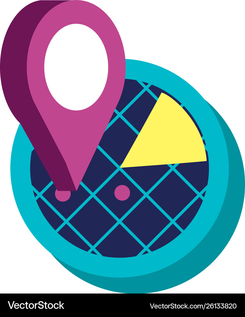 Radar location with pin location Royalty Free Vector Image