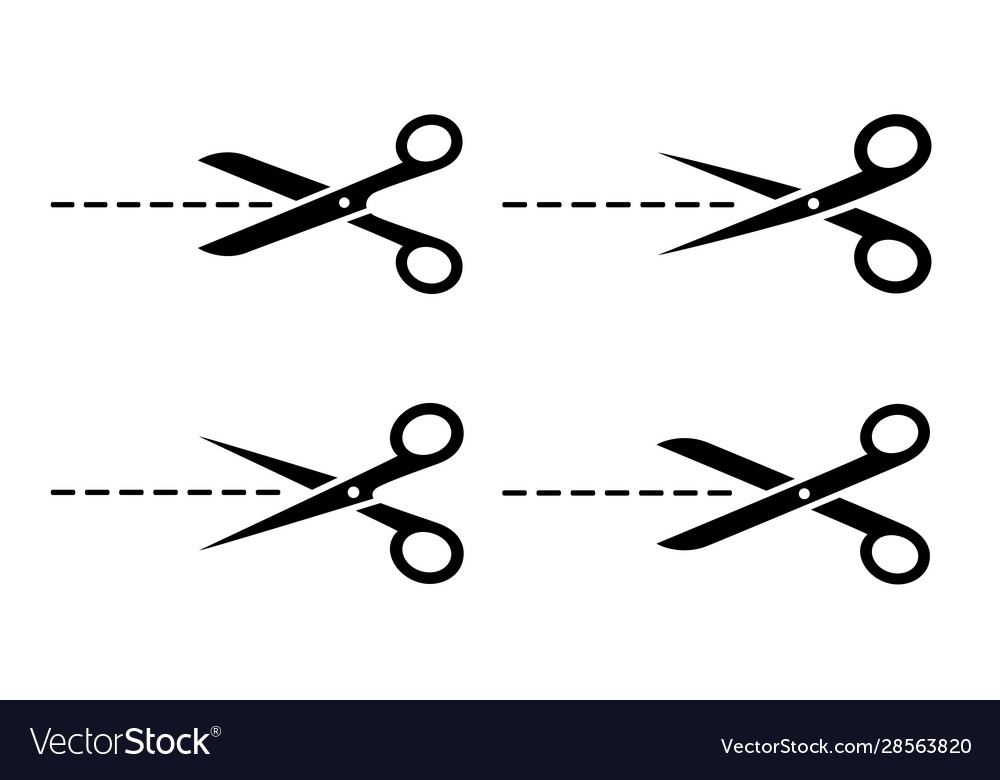 Set business scissors icons cutting line Vector Image