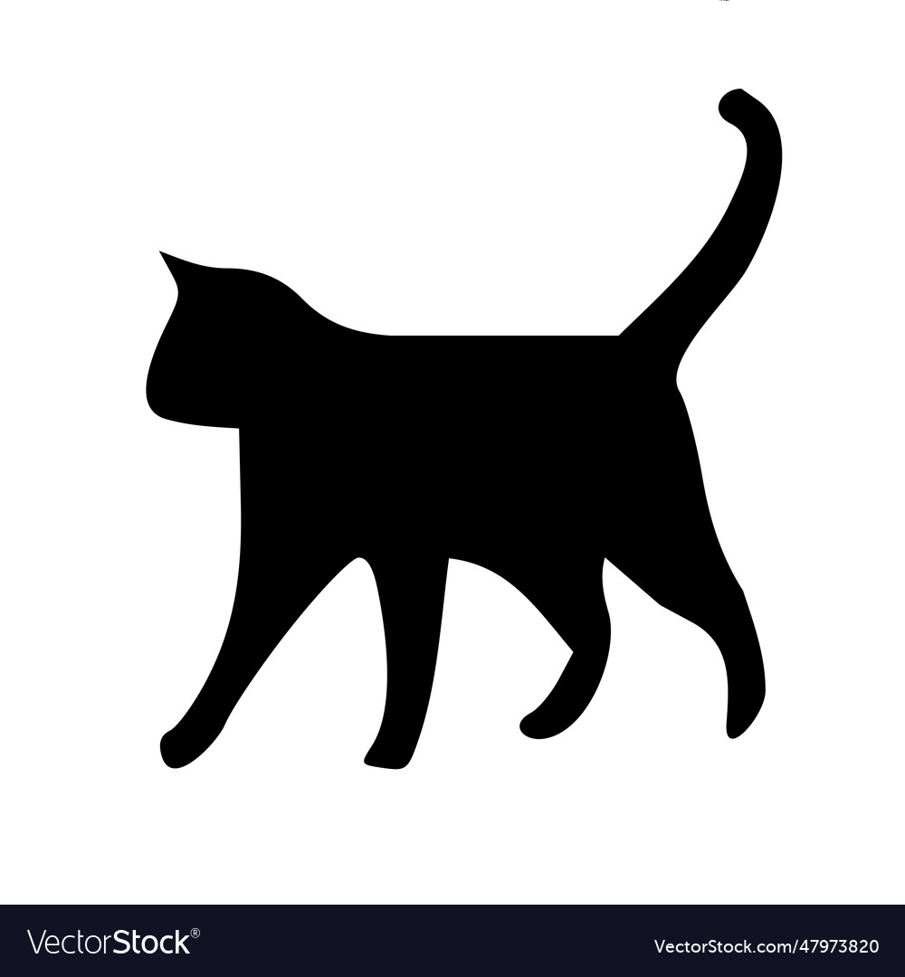 Walking cat silhouette image Royalty Free Vector Image