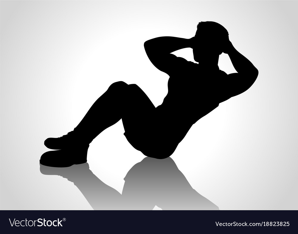 Cartoon silhouette a man doing sit up Royalty Free Vector