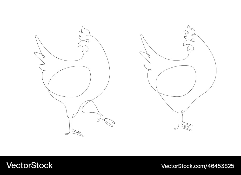 Chicken one line single Royalty Free Vector Image