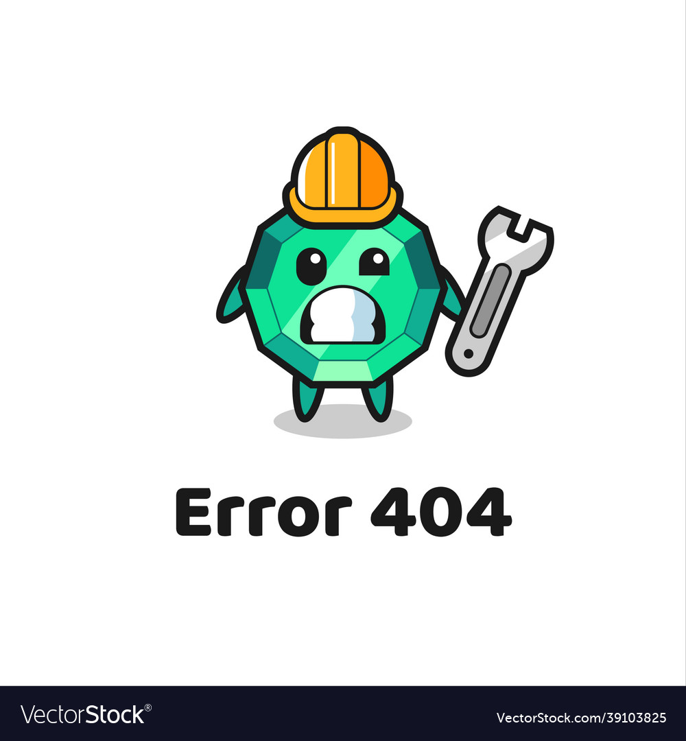 Error 404 with the cute emerald gemstone mascot