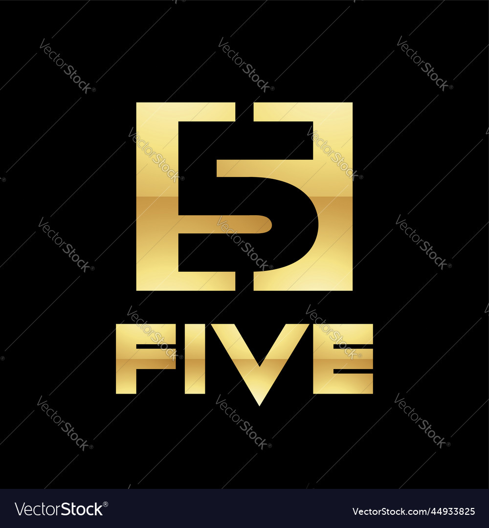 Golden symbol for number 5 on a black background