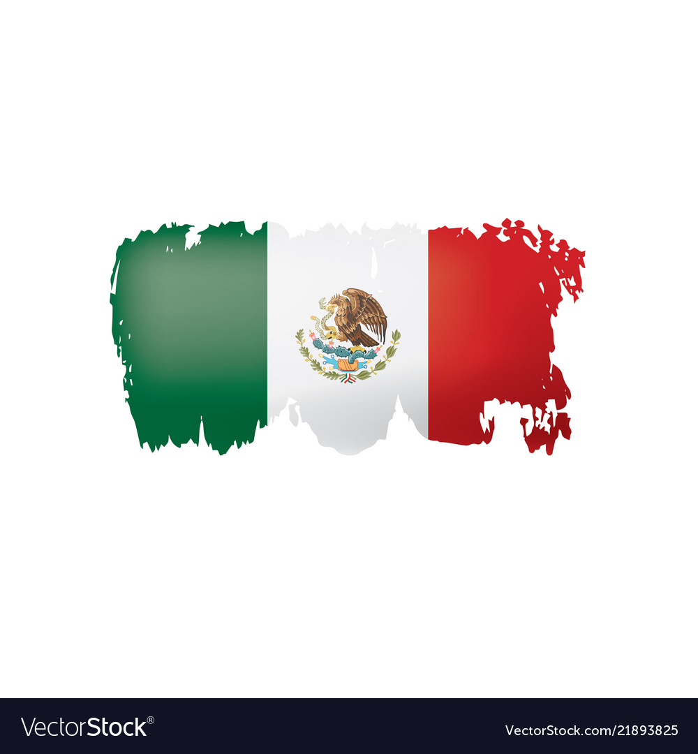 Mexican flag on a white Royalty Free Vector Image