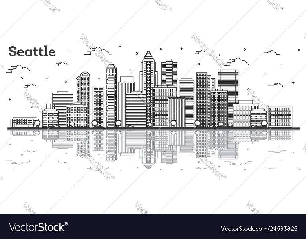 Outline seattle washington city skyline with Vector Image