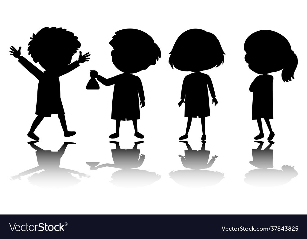 Set kids silhouette with reflex Royalty Free Vector Image