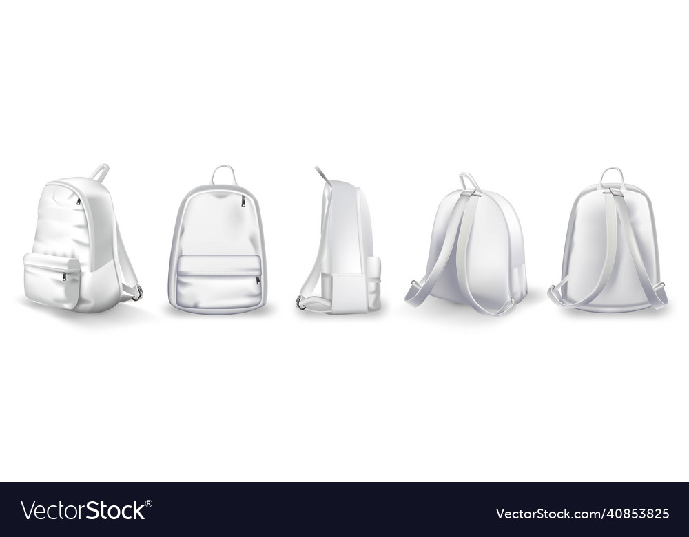 White backpack design front side and back view