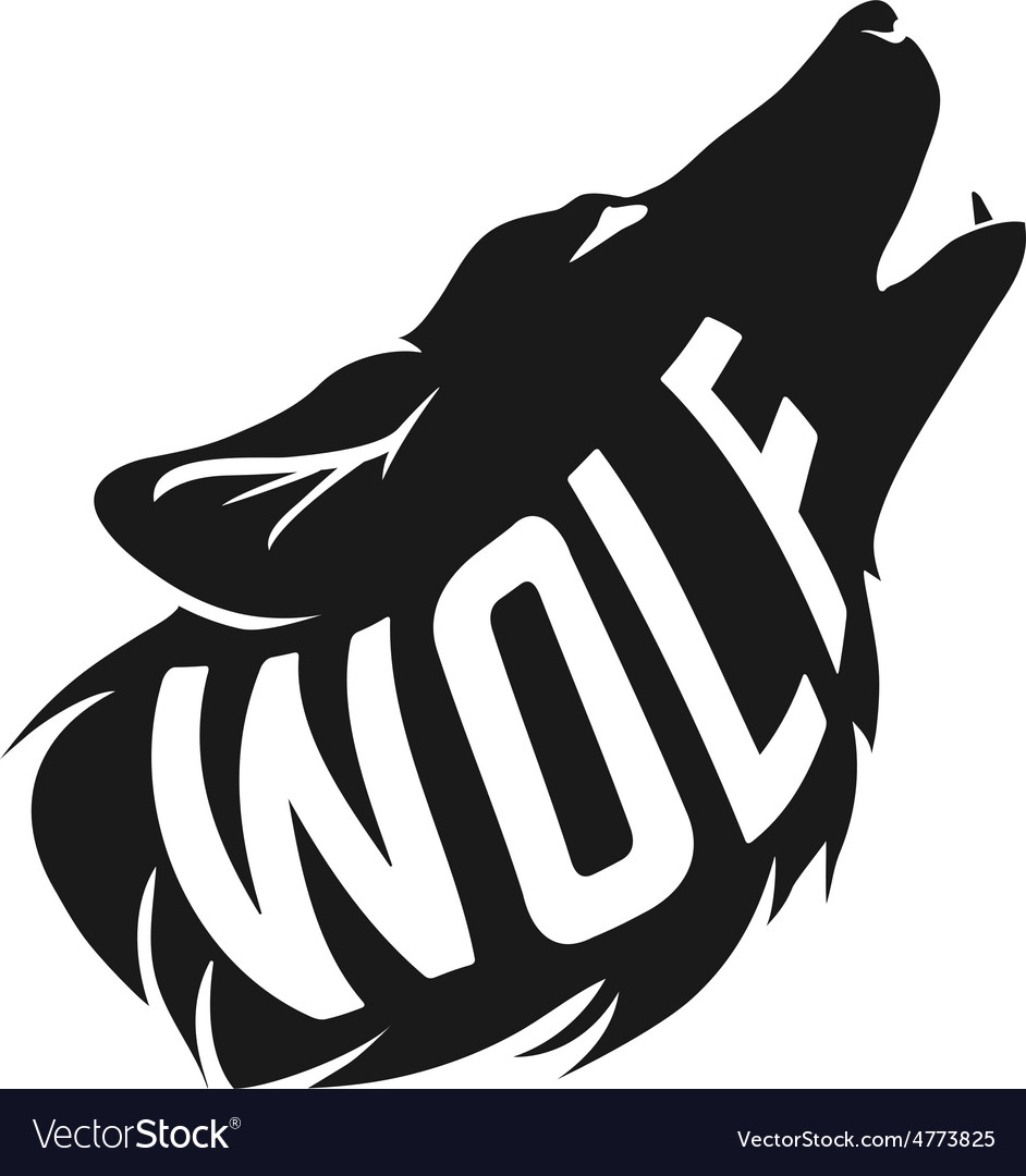 Wolf silhouette with concept text inside on white Vector Image