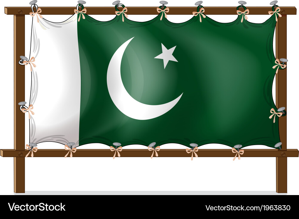 A wooden frame with flag pakistan Royalty Free Vector Image
