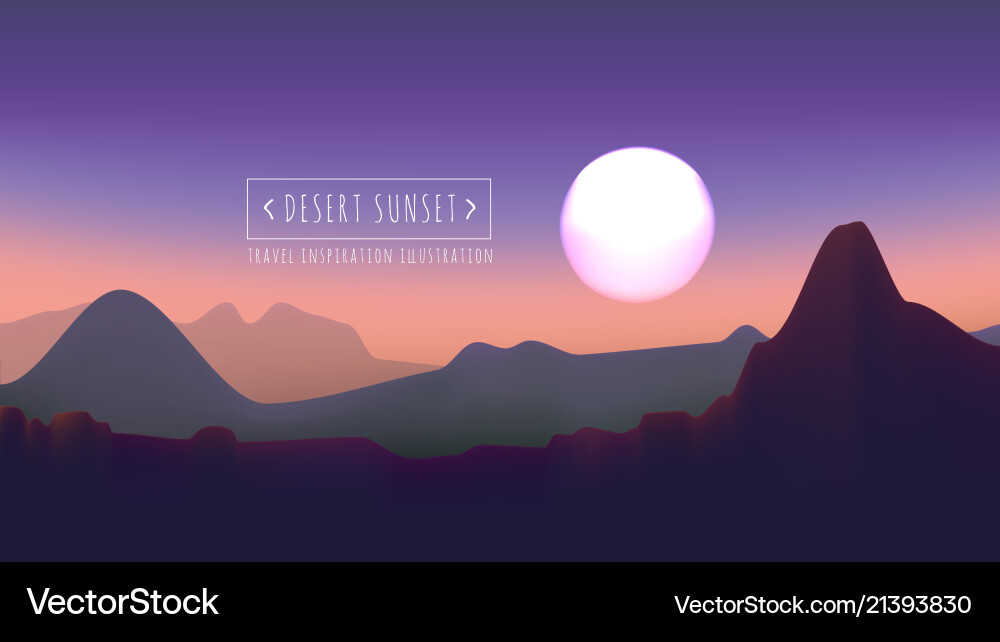 Desert sunset Royalty Free Vector Image - VectorStock