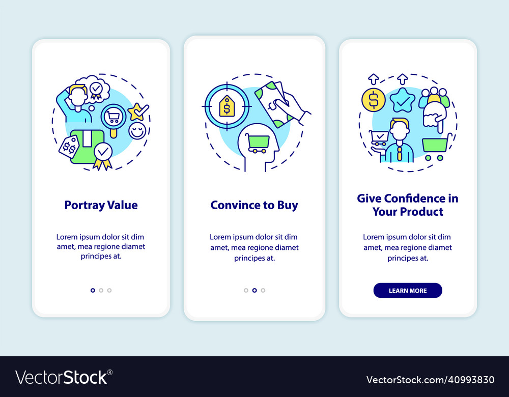 Good pricing strategy characteristics onboarding Vector Image