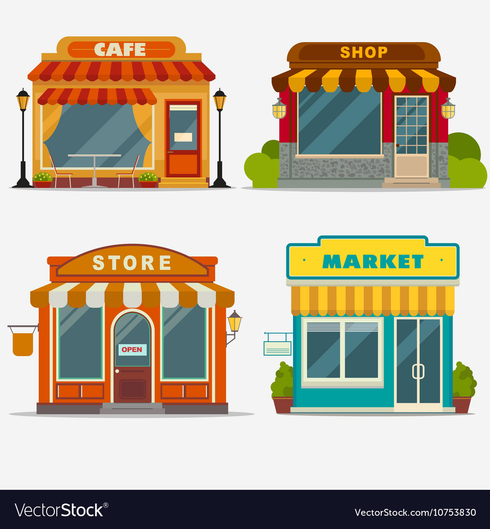 Market Street shop small store front Royalty Free Vector