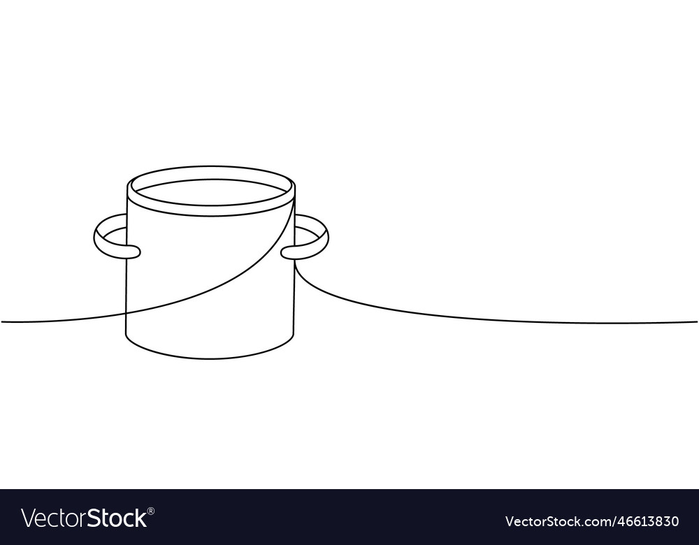 Pan pot saucepan one line continuous drawing Vector Image