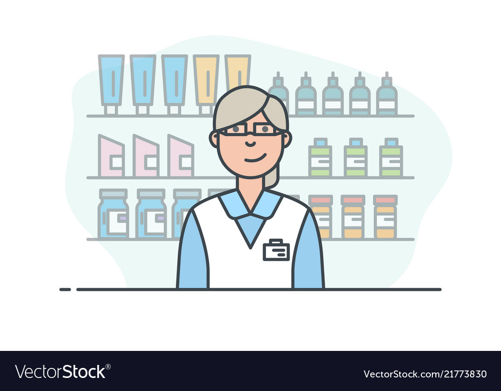 Pharmacy Store And Pharmacist Royalty Free Vector Image
