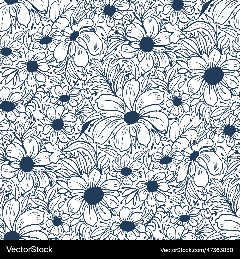 Seamless pattern with flowers Royalty Free Vector Image