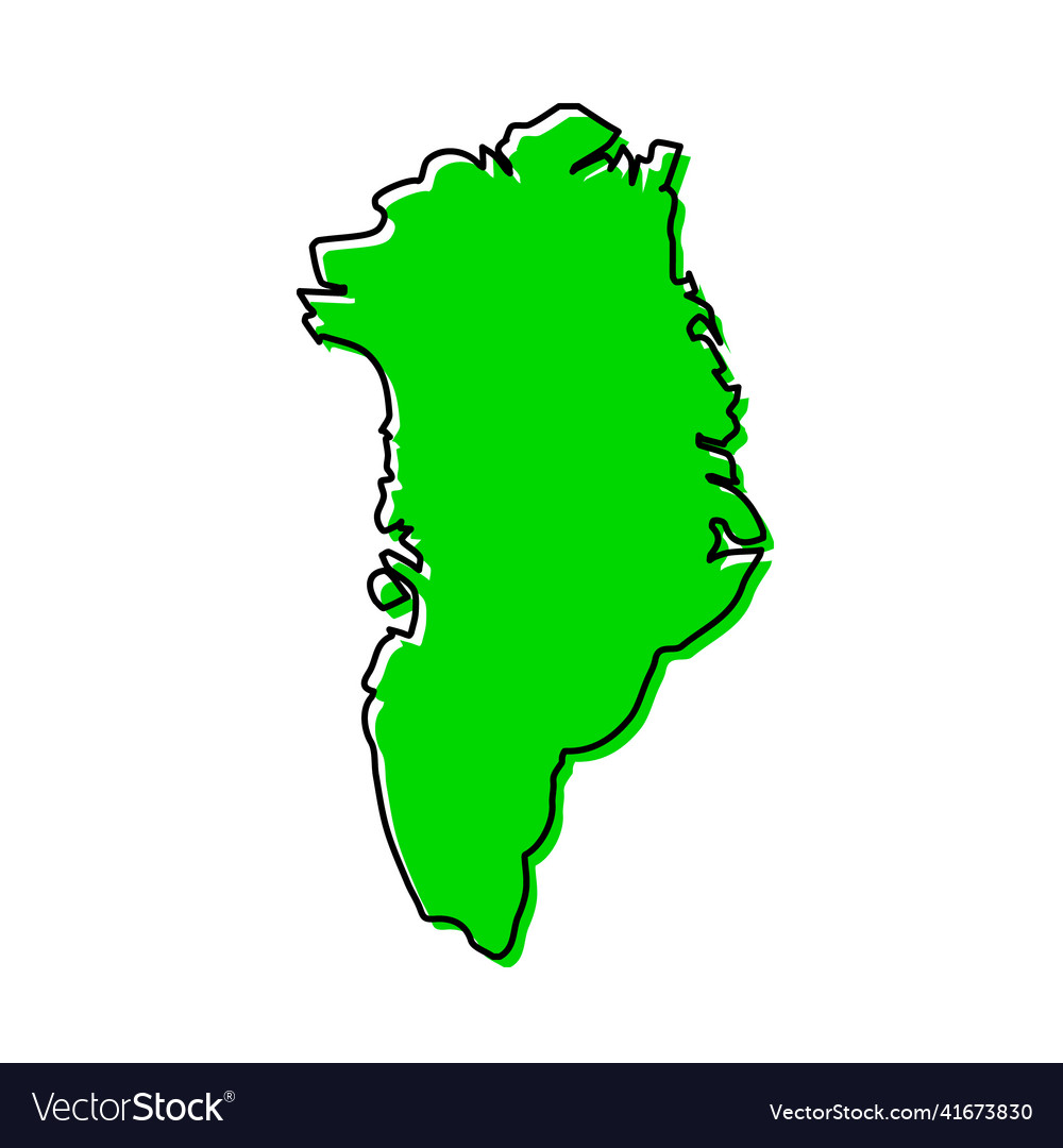 Simple outline map of greenland stylized line