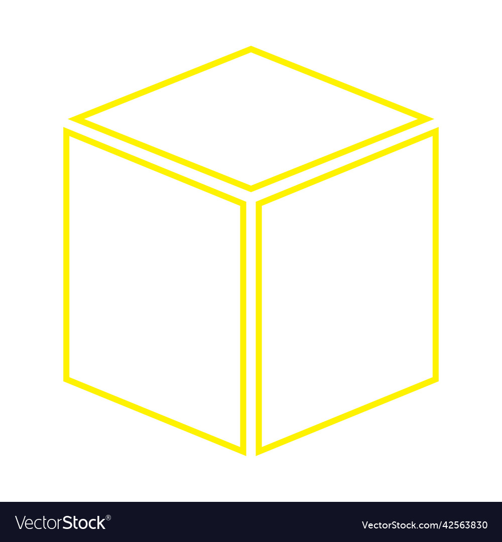 Yellow three dimensional or 3d cube