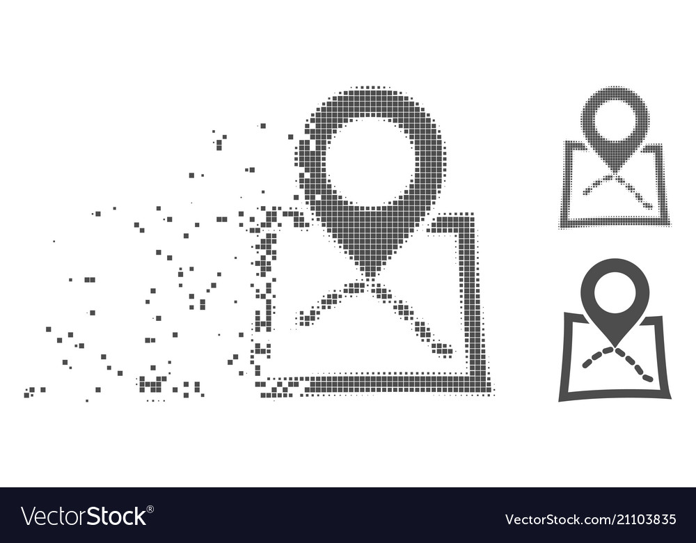 broken pixel halftone map marker icon royalty free vector