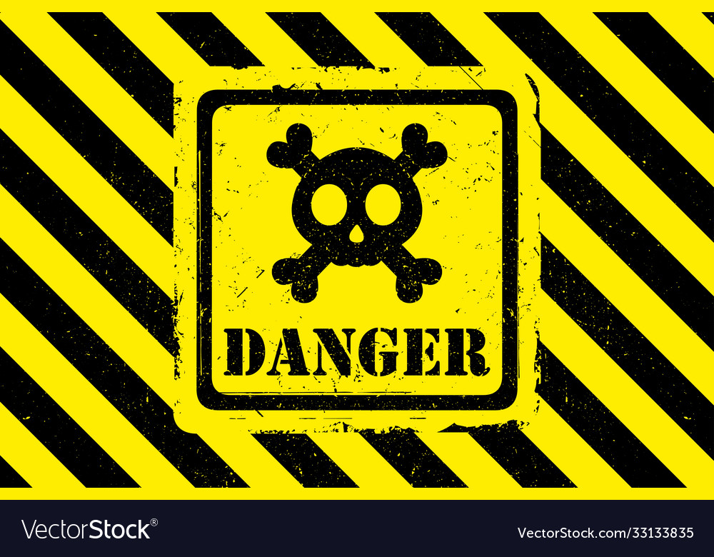 Danger grunge backgroundblack skull with bones Vector Image