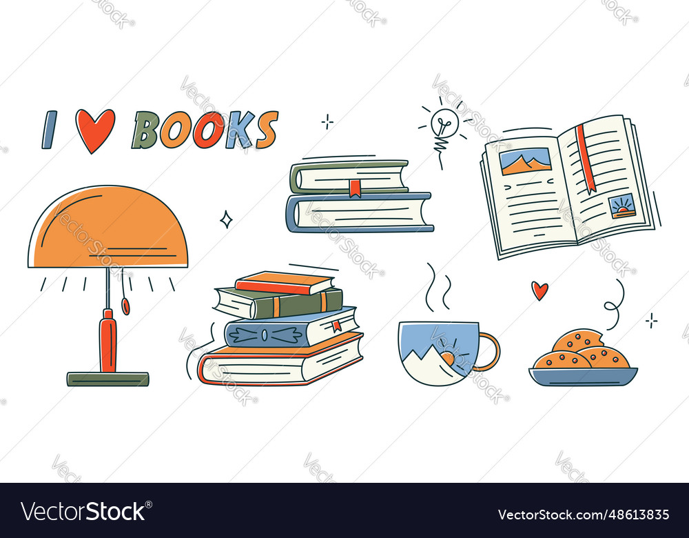 Doodle book colourful collection educational Vector Image