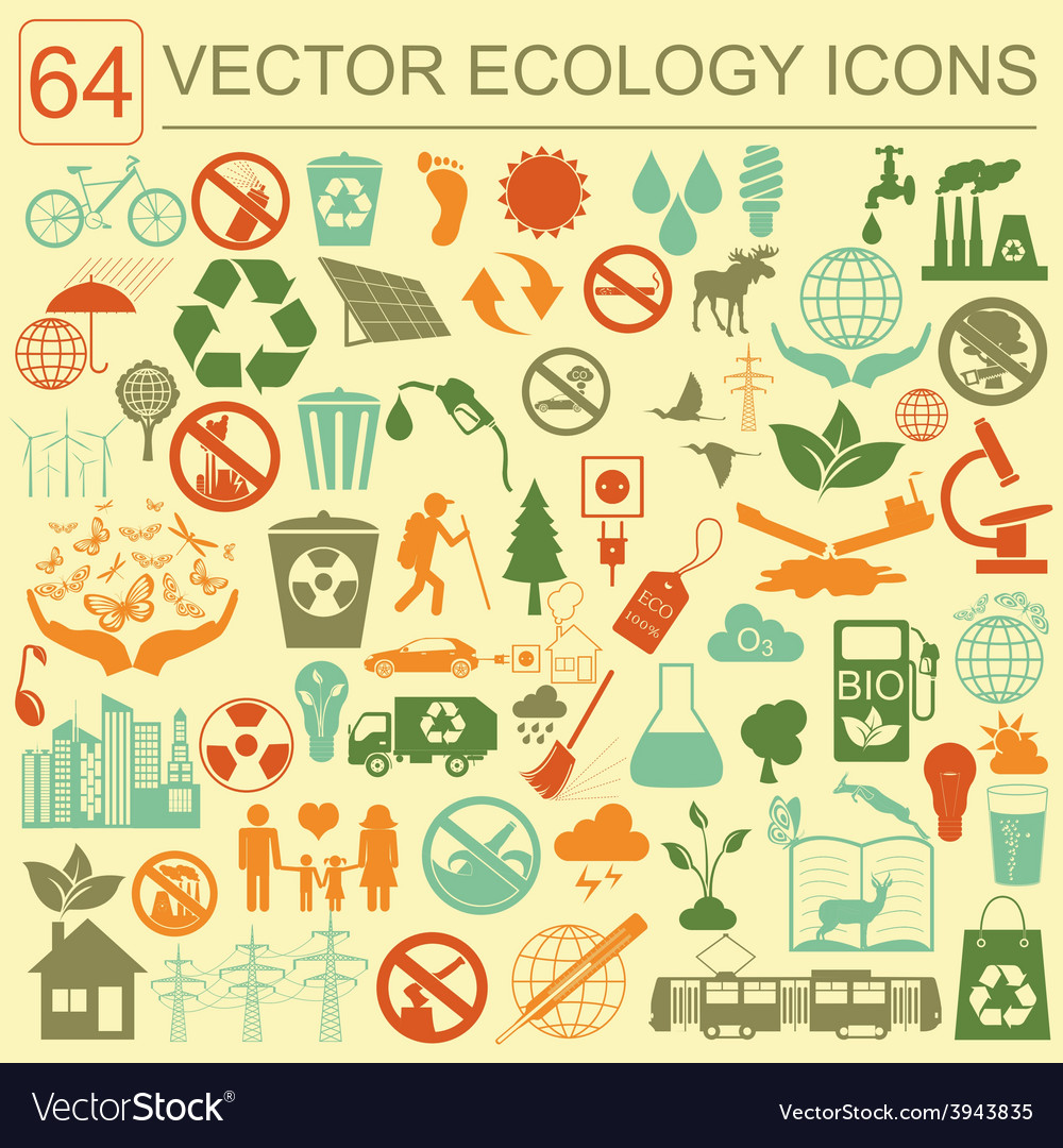 Environment ecology icon set environmental risks